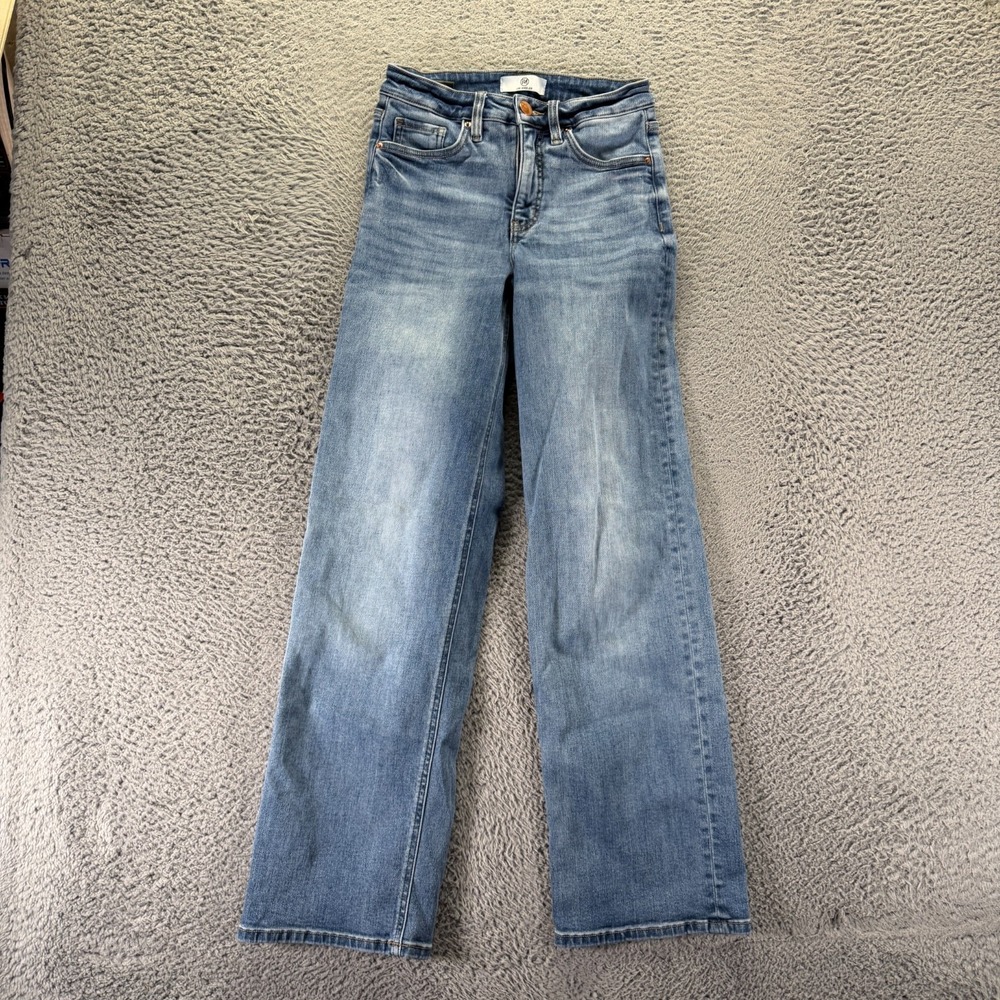 RFM Jeans Womens 1 Blue Cotton Denim Wide-Leg Faded Streetwear Travel Stretch